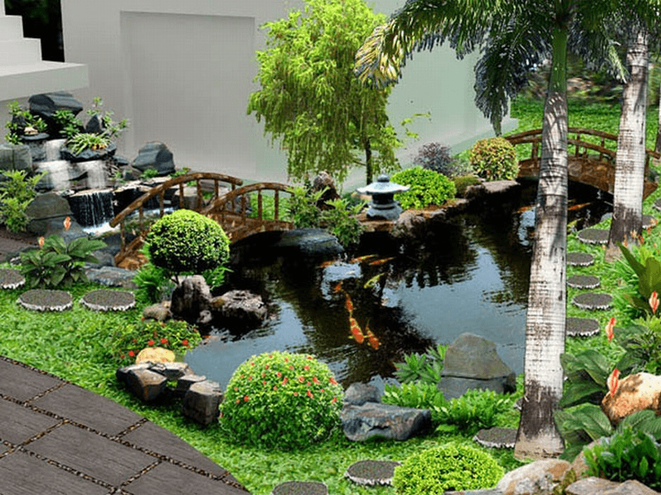 Tiểu cảnh nhỏ cho sân vườn nhà phố