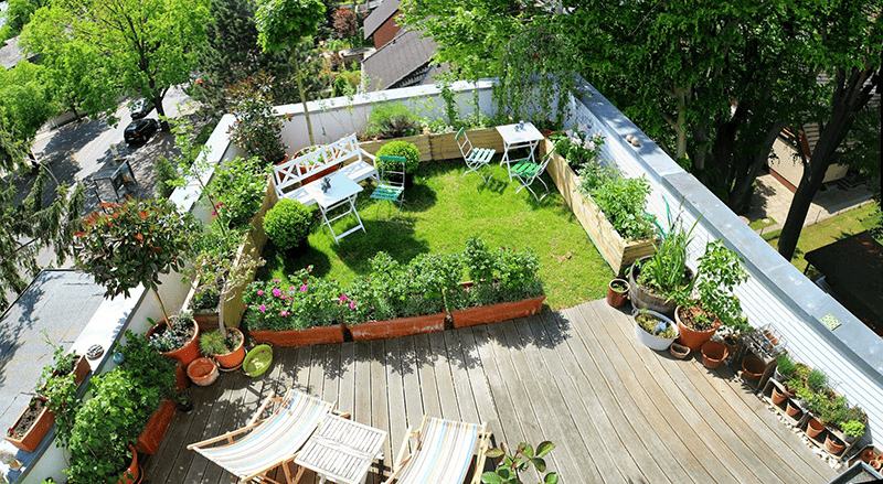 Mẫu thiết kế sân vườn trên sân thượng, mái nhà