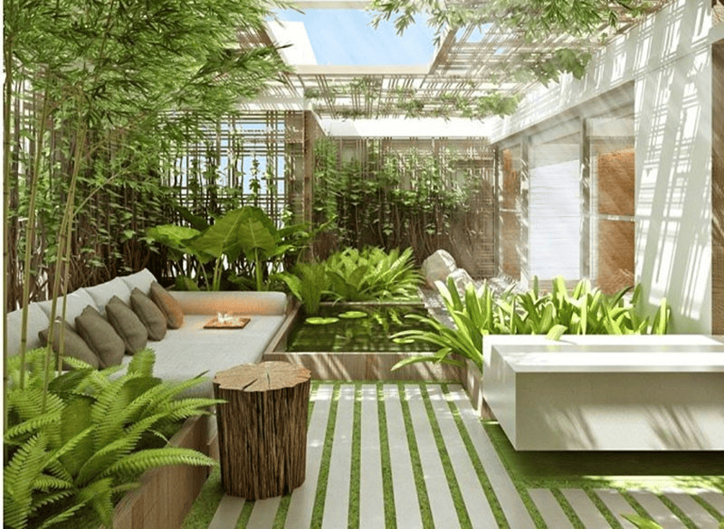 Sân thượng phong cách đồng quê gần gũi