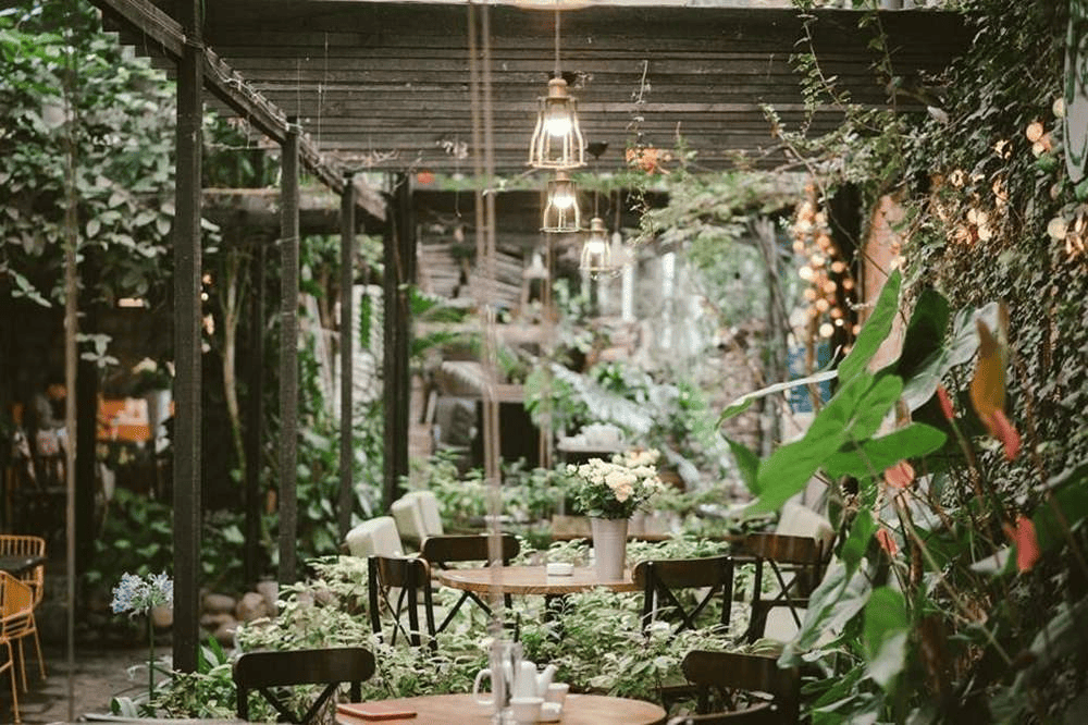 Không gian trong lành, thoáng đãng của quán cafe sân vườn