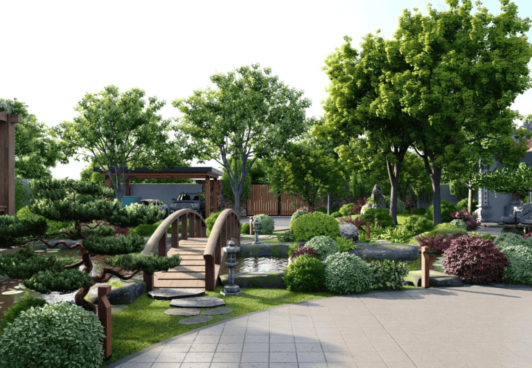 Sân vườn kết hợp tiểu cảnh nước