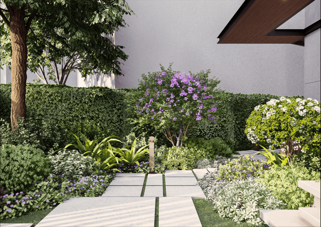 Một góc không gian sân vườn biệt thự Hoa Lan do Mein Garten thiết kế