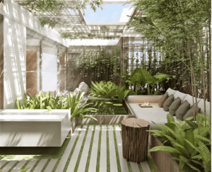 Thiết kế sân vườn nhà phố cần chú ý tối ưu công năng và bố cục tổng thể