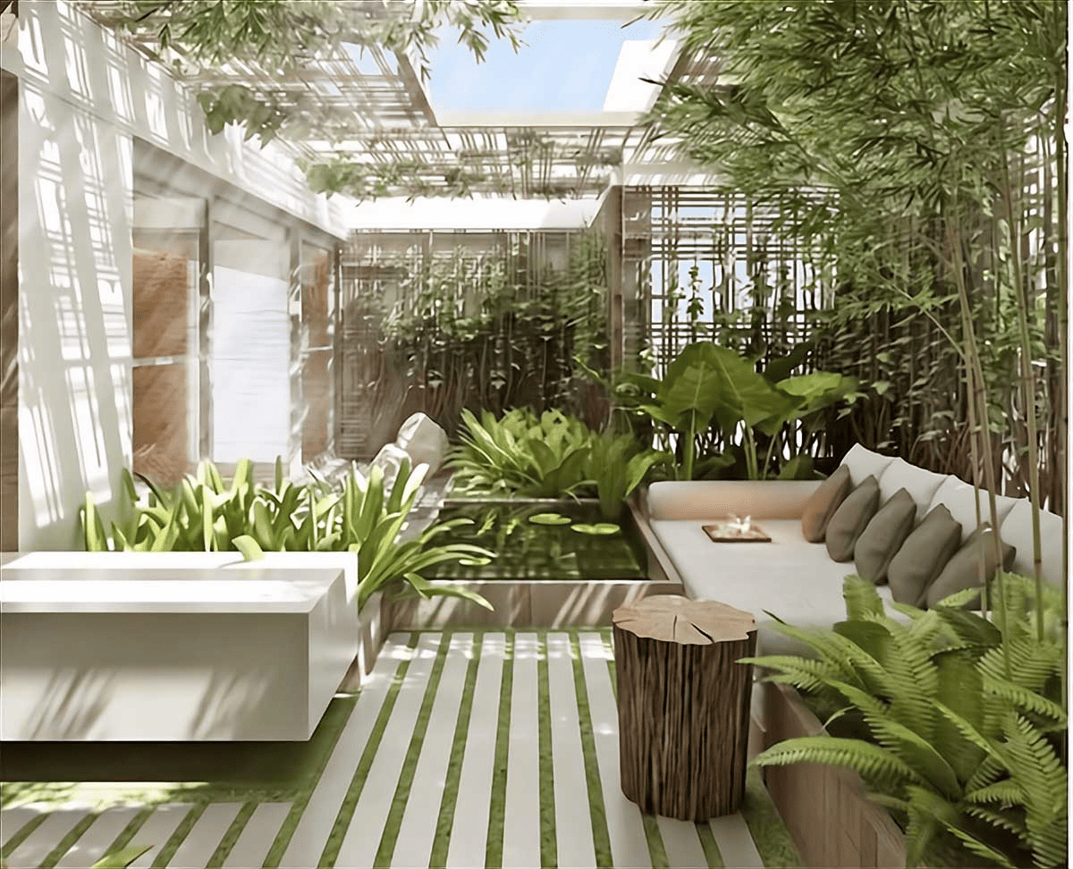 Thiết kế sân vườn nhà phố cần chú ý tối ưu công năng và bố cục tổng thể