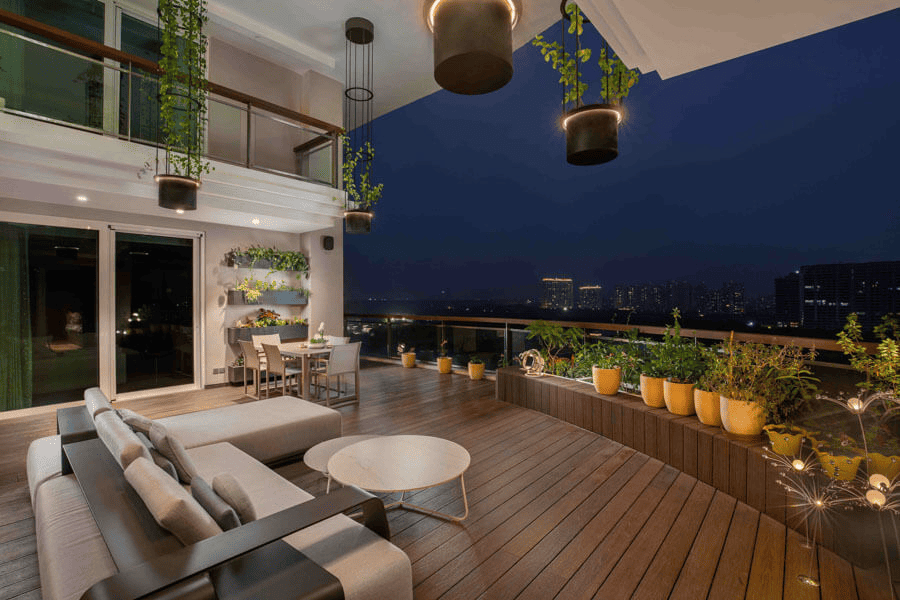 Thiết kế sân vườn ban công hòa với không gian sinh sống cho penthouse