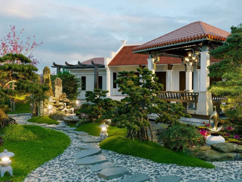 Mẫu sân vườn biệt thự 1 tầng